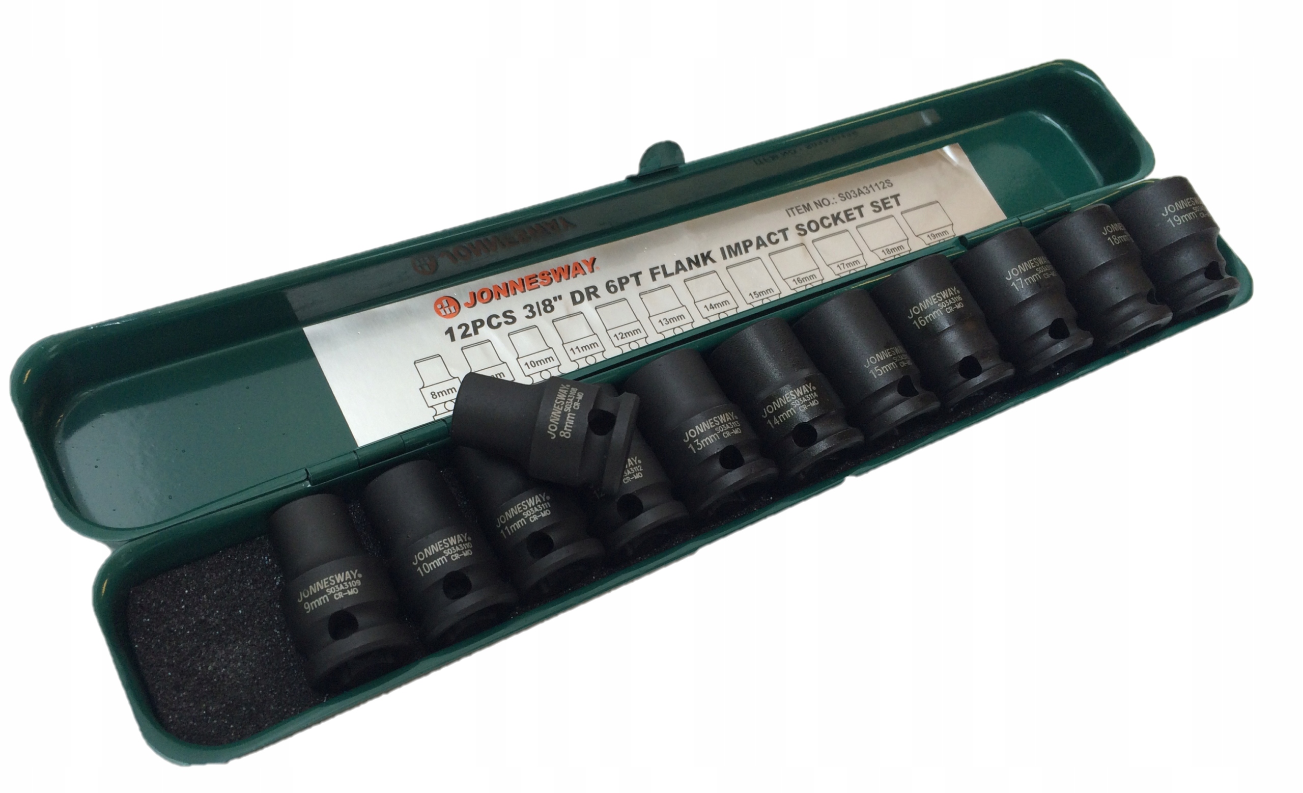 Jonnesway Nasadki udarowe zestaw 3 8 12szt 8 19