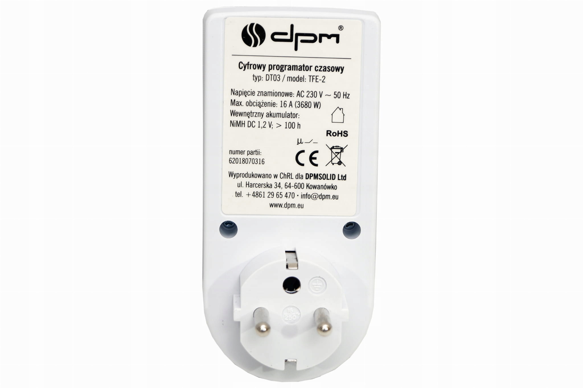 PROGRAMATOR WŁĄCZNIK WYŁĄCZNIK CZASOWY TIMER DT03 Rodzaj programator czasowy