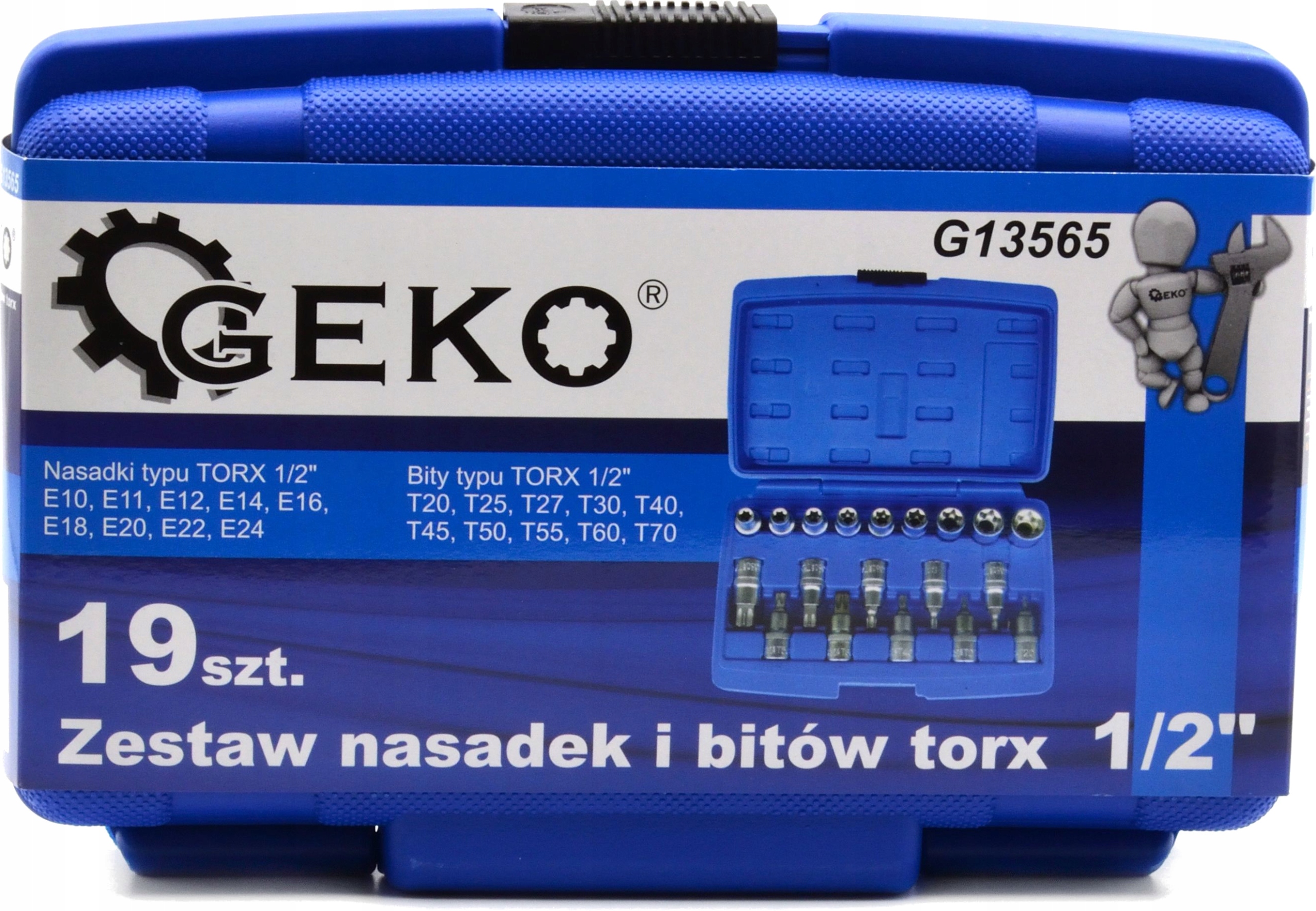 ZESTAW KLUCZY NASADKI I BITÓW TORX 1/2" 19SZT Liczba elementów zestawy