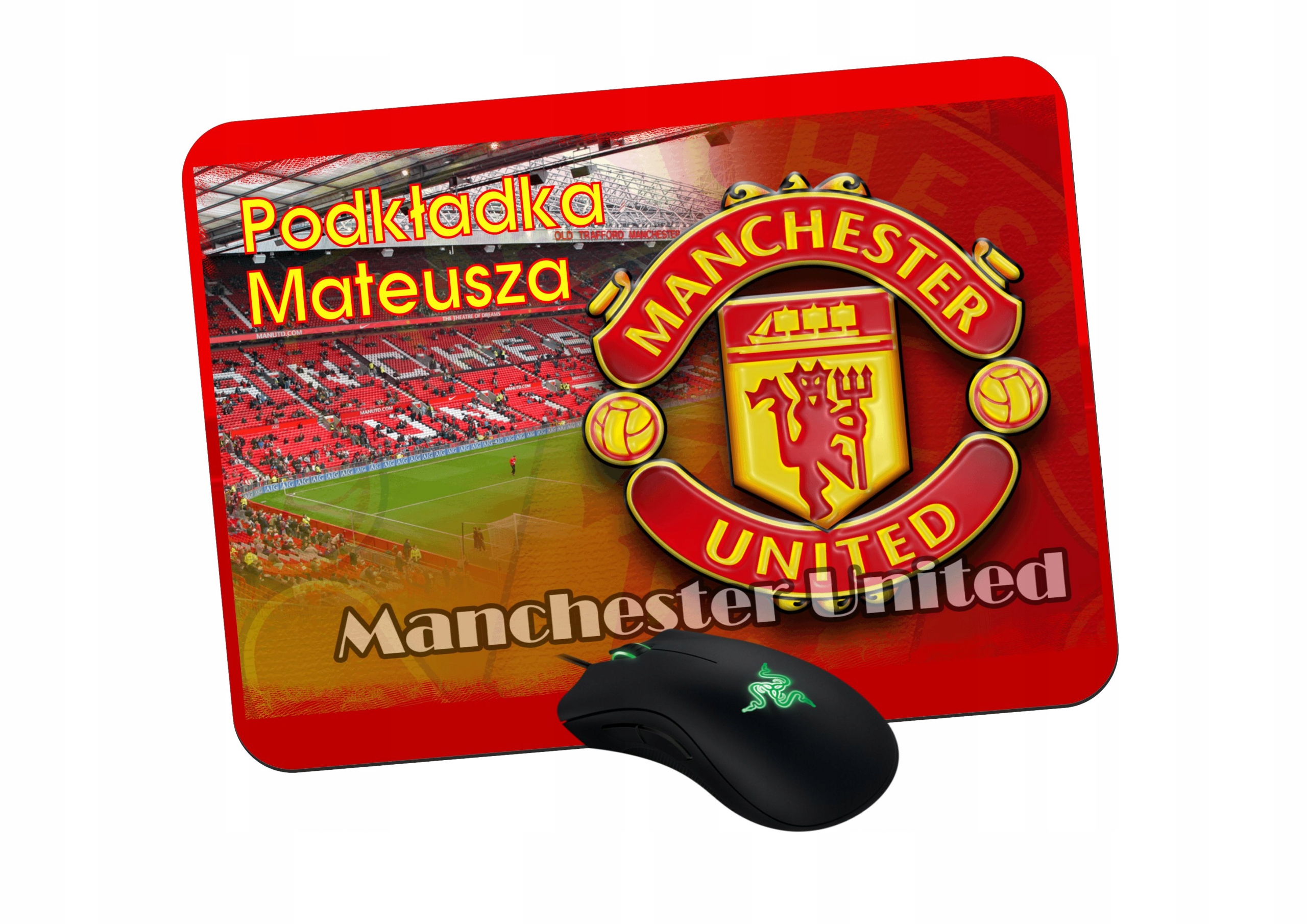 MANCHESTER UNITED PODKŁADKA POD MYSZ+IMIĘ