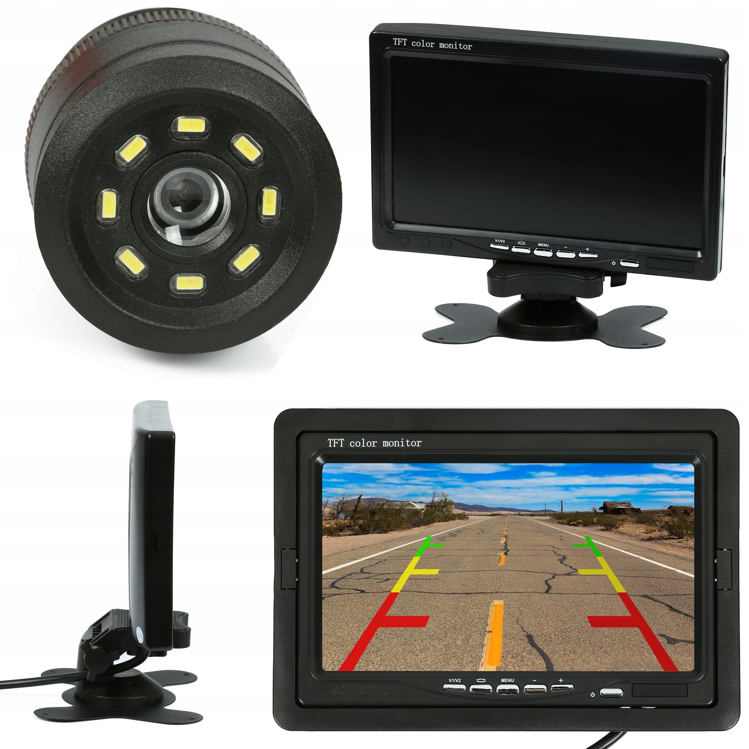 

Kamera Cofania 8 Led Okrągła Monitor LCD 7'' Pilot