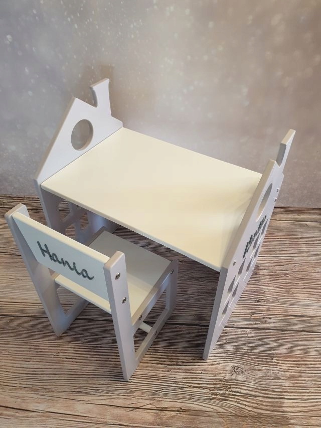 STOLIK Z KRZESEŁKIEM BIURKO DREWNIANE DLA DZIECI Kolekcja mebelki