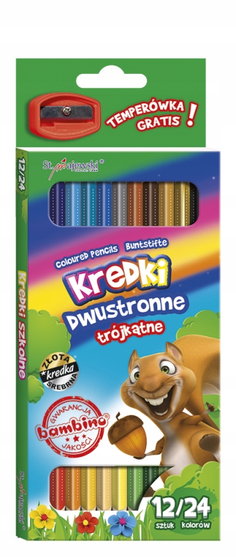 

Kredki Bambino trójkątne dwustronne 12/24 kolorów