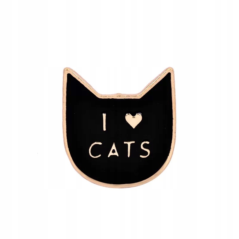 

Pins czarny Kot przypinka emaliowana I Love Cats
