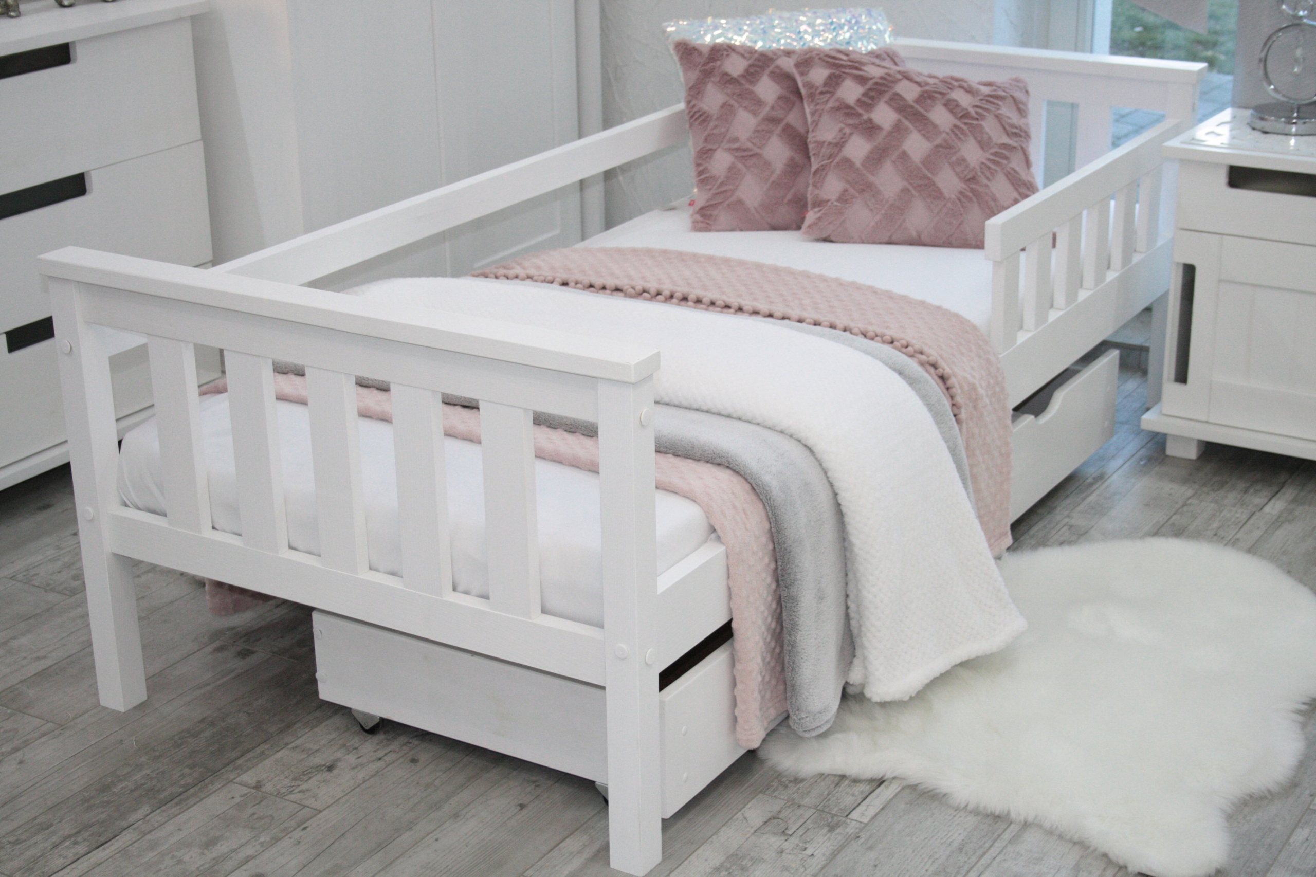 Łóżko drewniane dziecięce ASIA 80x180 białe stelaż Typ łóżko pojedyncze