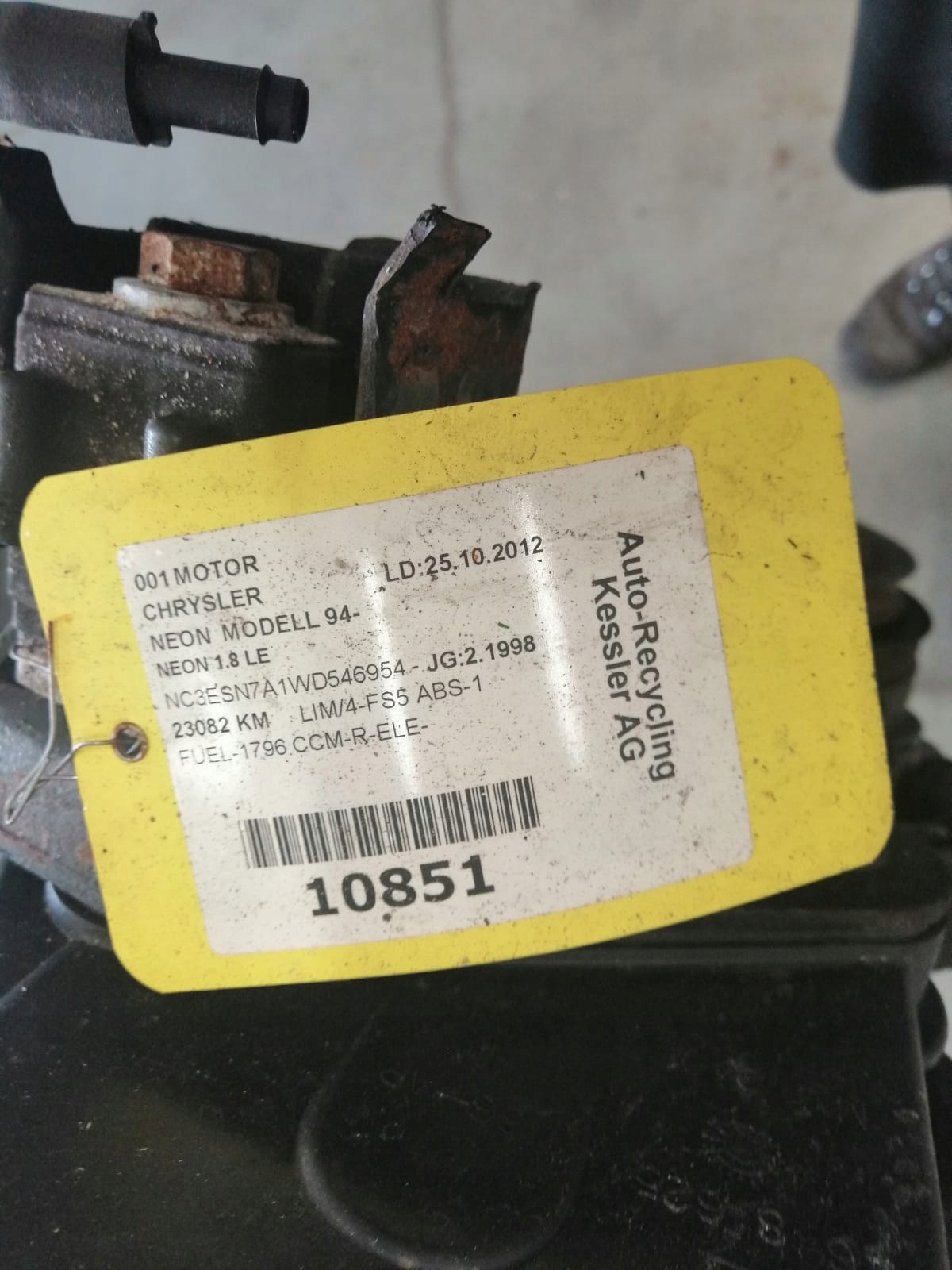 engine CHRYSLER DODGE NEON 1.8 LE 23tys km