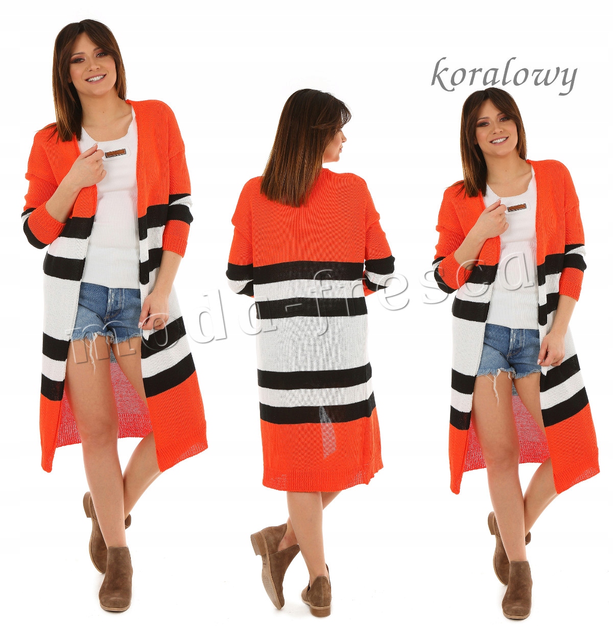 

F404 Długi kardigan/sweter Neonowe kolory