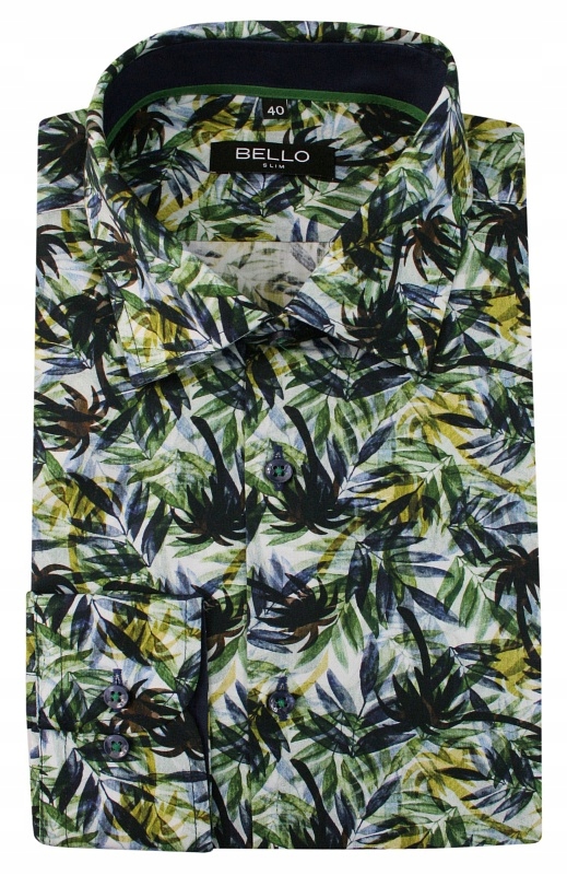Zeleno-granátová košile -bello- 38/176-182- slim