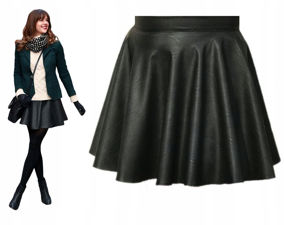 SPÓDNICA SKÓRA KOŁO MINI ROZKLOSZOWANA 38