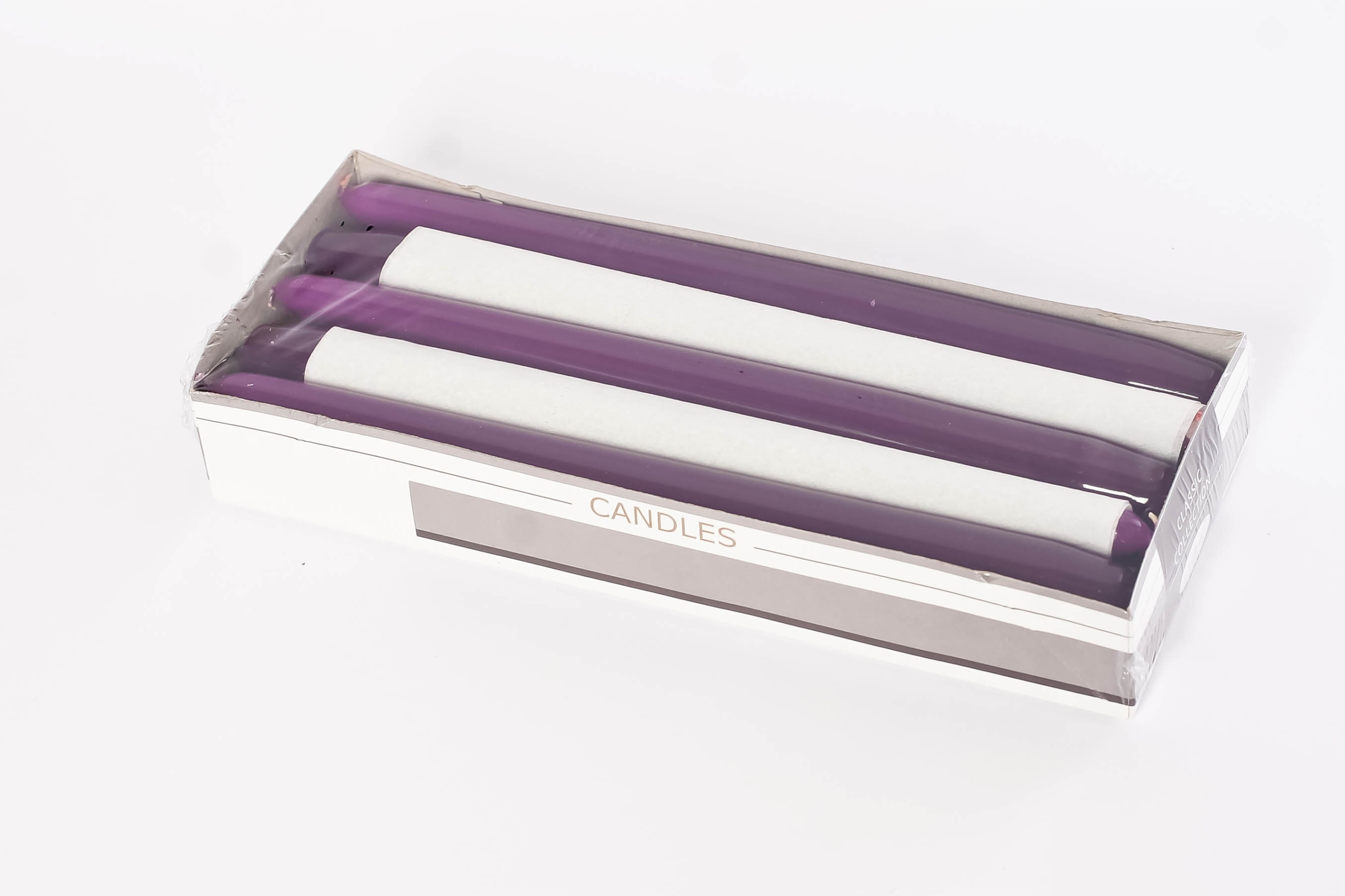 

Świece stołowe stożkowe Fioletowe 240/22 mm 10 szt
