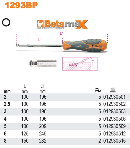 WKRĘTAK Z KOŃC 6-KĄT KULISTĄ 6MM BETA 1293BP/6 Marka Beta