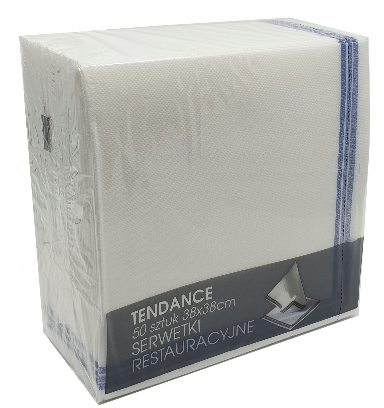 

Serwetki tendence 38x38 białe z niebieskim paskiem