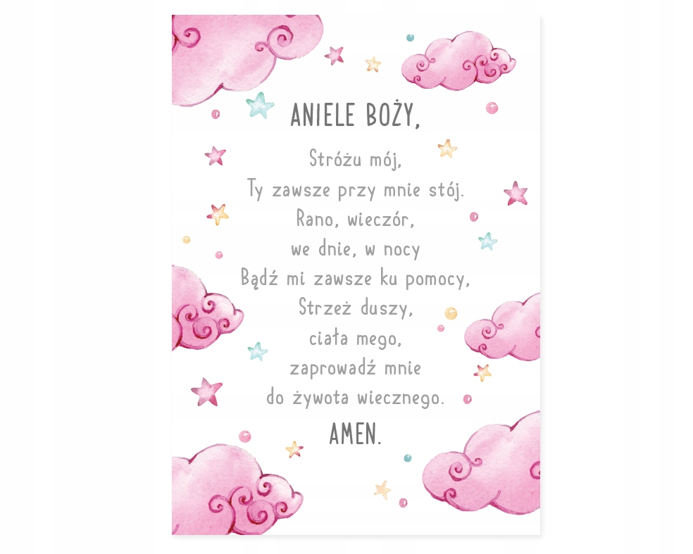 

Modlitwa, plakat do pokoju dziewczynki, format A4