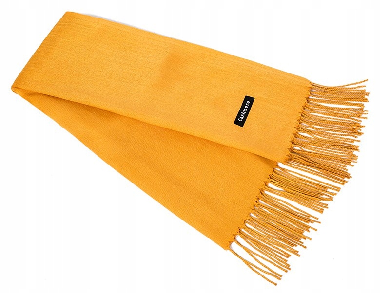 DUŻY SZAL szalik gład kaszmirowy KASZMIR MIODOWY Długość 200 cm