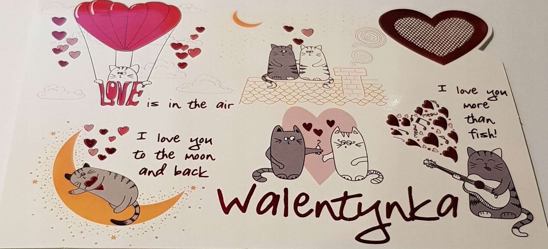 

pocztówka na Walentynki na dzień zakochanych 2szt