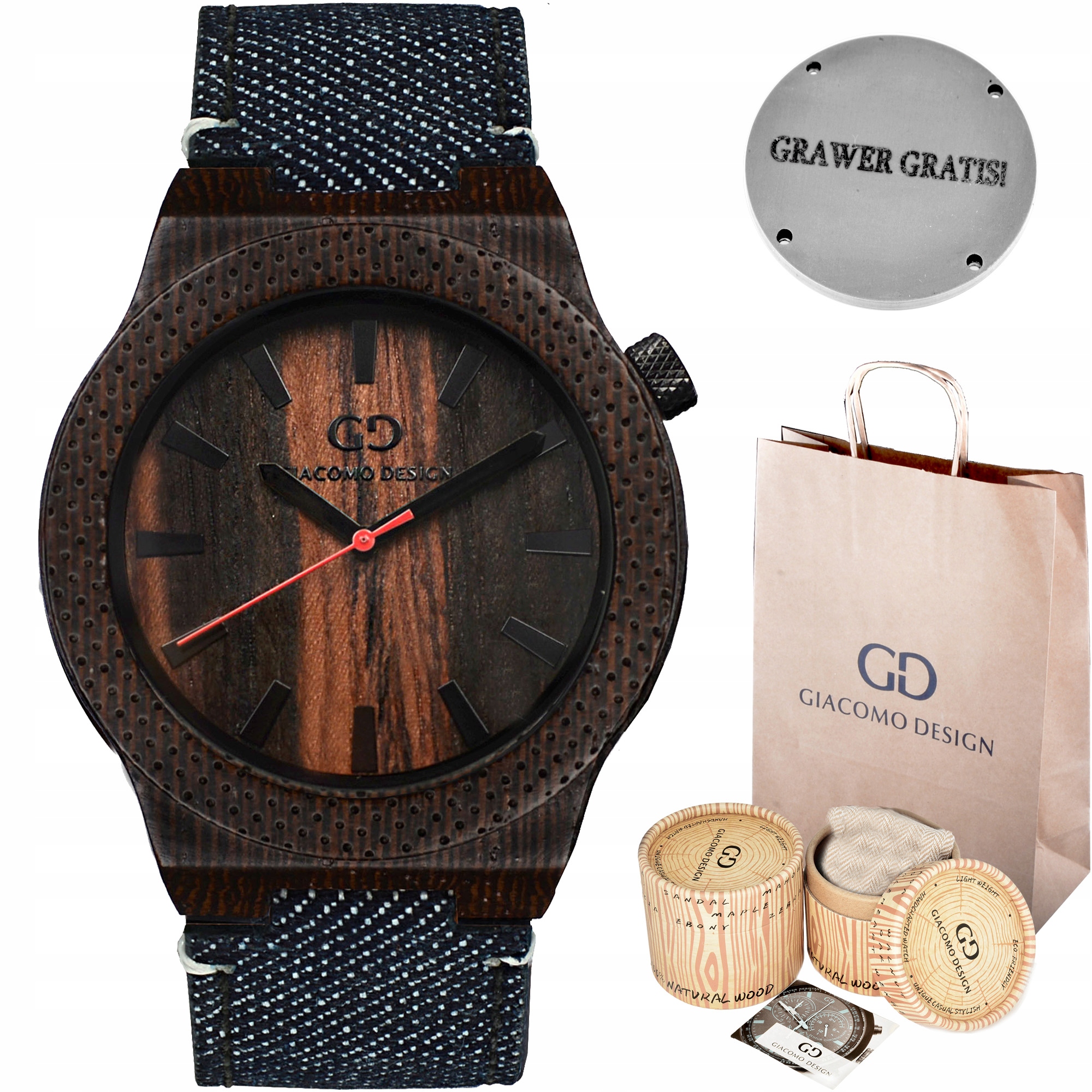 

Polski drewniany zegarek męski Giacomo Design GD86