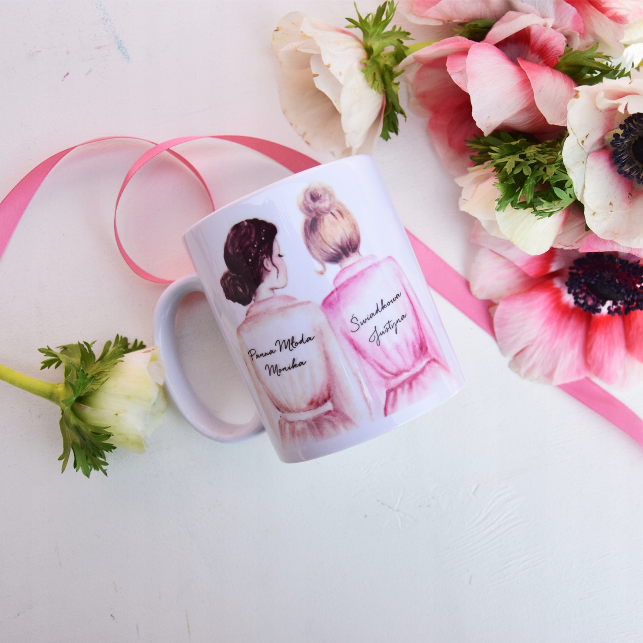 KUBEK zaproszenie dla świadkowej PROŚBA ślub M1 Kolor dominujący biały