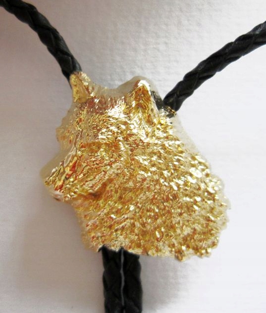 Bolo kravata country Zlatý Vlk pletenina přírodní kůže