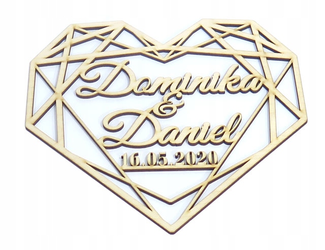 

Dekor Ażurowe Serce 40x40cm z Imionami i Datą RS40