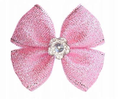 

Kokardki Z Diamencikiem Frotki Brokat Róż XP51