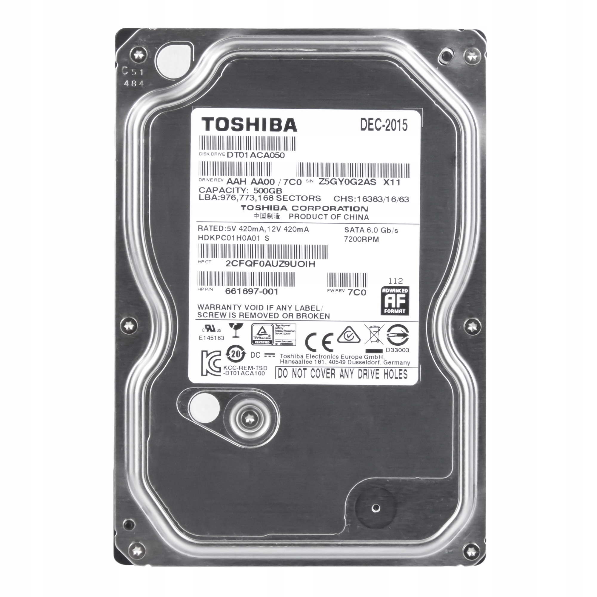 

Toshiba 500GB 7.2k 32MB Sata III 3.5'' DT01ACA050