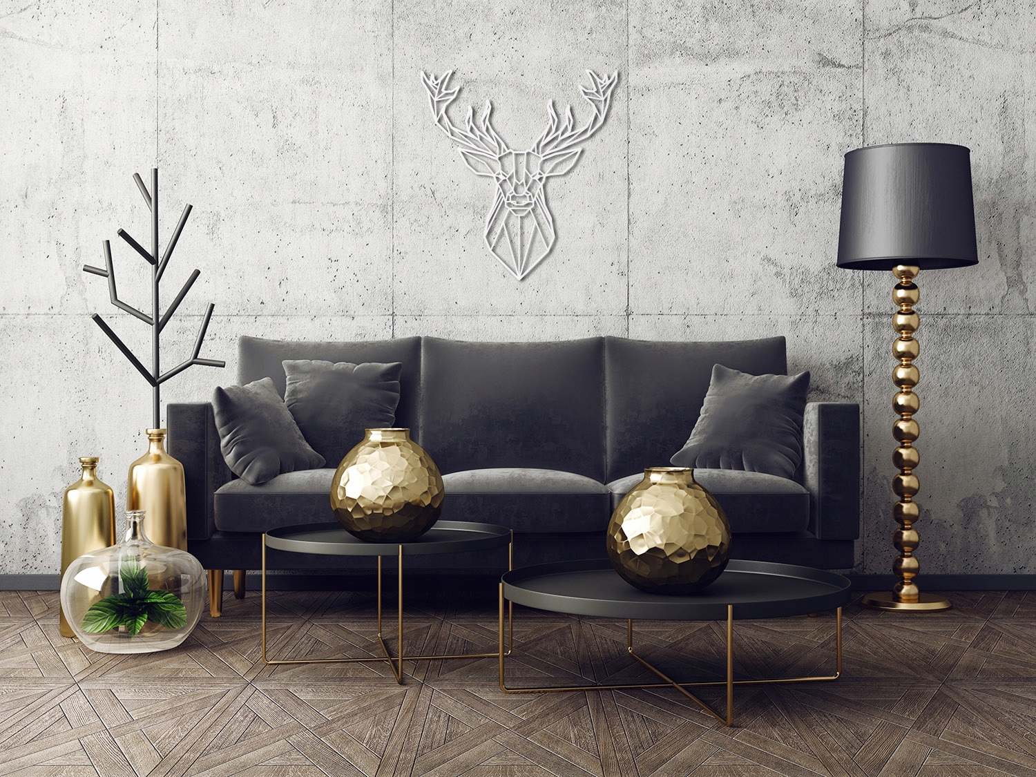 Dekoracja geometryczna 3D obraz Jeleń BIAŁY M Marka Inna