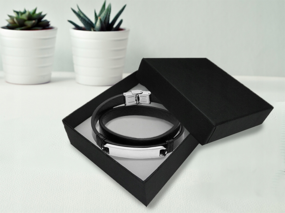 MĘSKA PRESTIŻOWA SKÓRZANA BRANSOLETKA Z GRAWEREM - Splot Inny splot