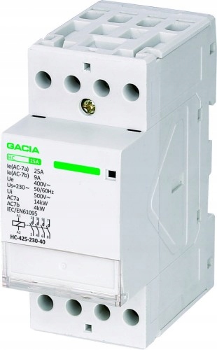 

Stycznik Modułowy 25A 2P Cewka 230V 4 Styki 3-FAZ