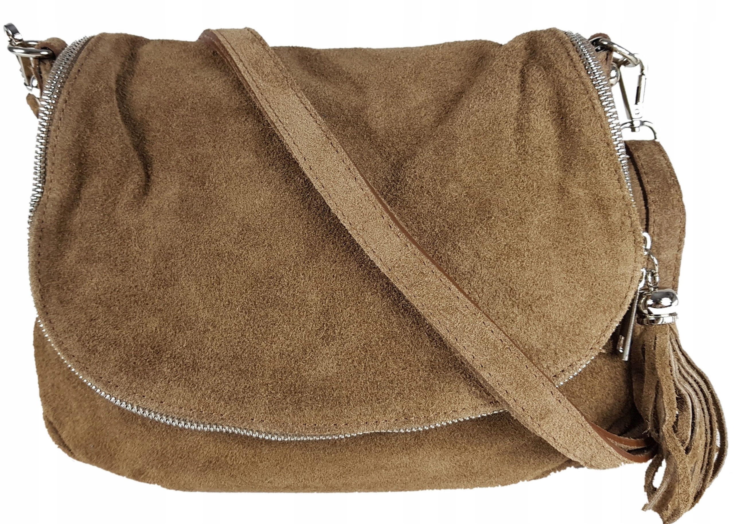 

Torebka Listonoszka Chlebak Skórzana Zamsz taupe