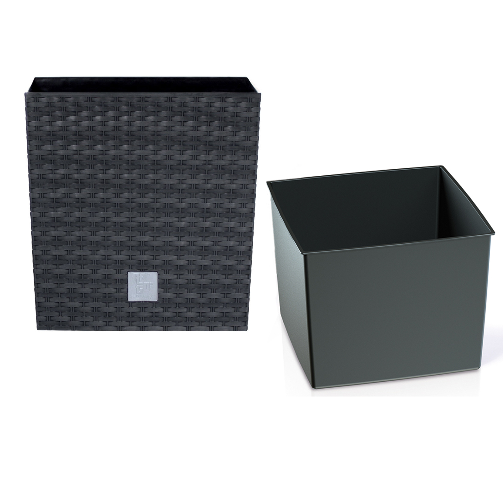 

Duża Doniczka +wkład 40x40cm Rattan Ratan Antracyt