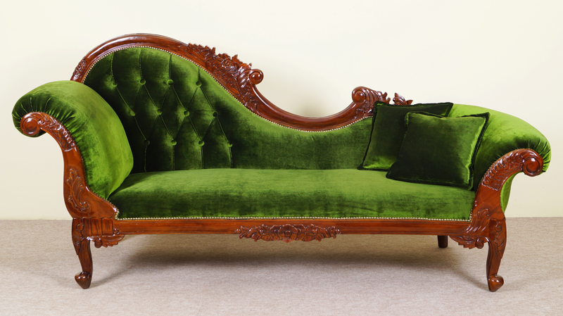 Szezlong w stylu ludwikowskim kanapa sofa lite drewno tapicerowana 80243c Wysokość mebla 104 cm