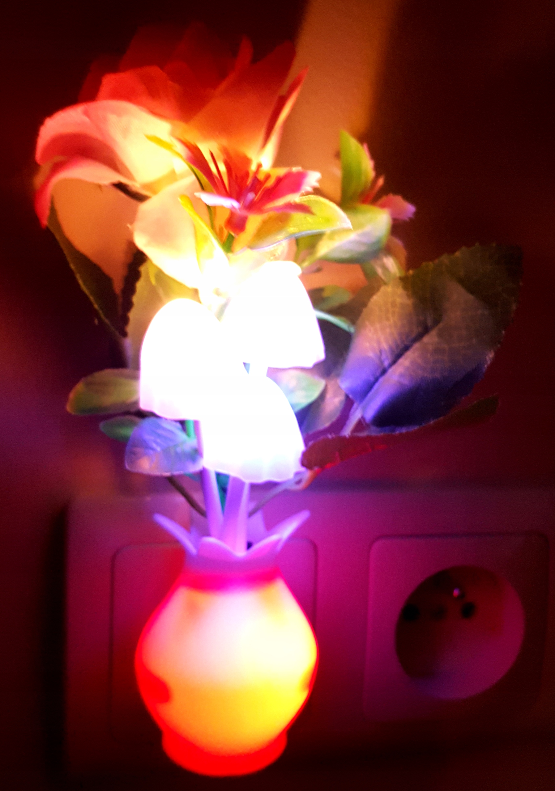 LAMPKA LED GRZYBKI CZERWONA RÓŻA czujnik zmierzchu Kolor dominujący wielokolorowy