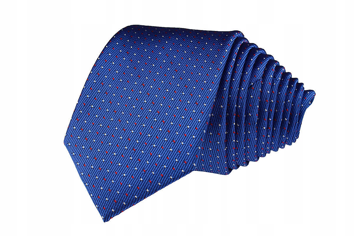

Krawat Męski Niebieski W Kropeczki Biało Czerwone