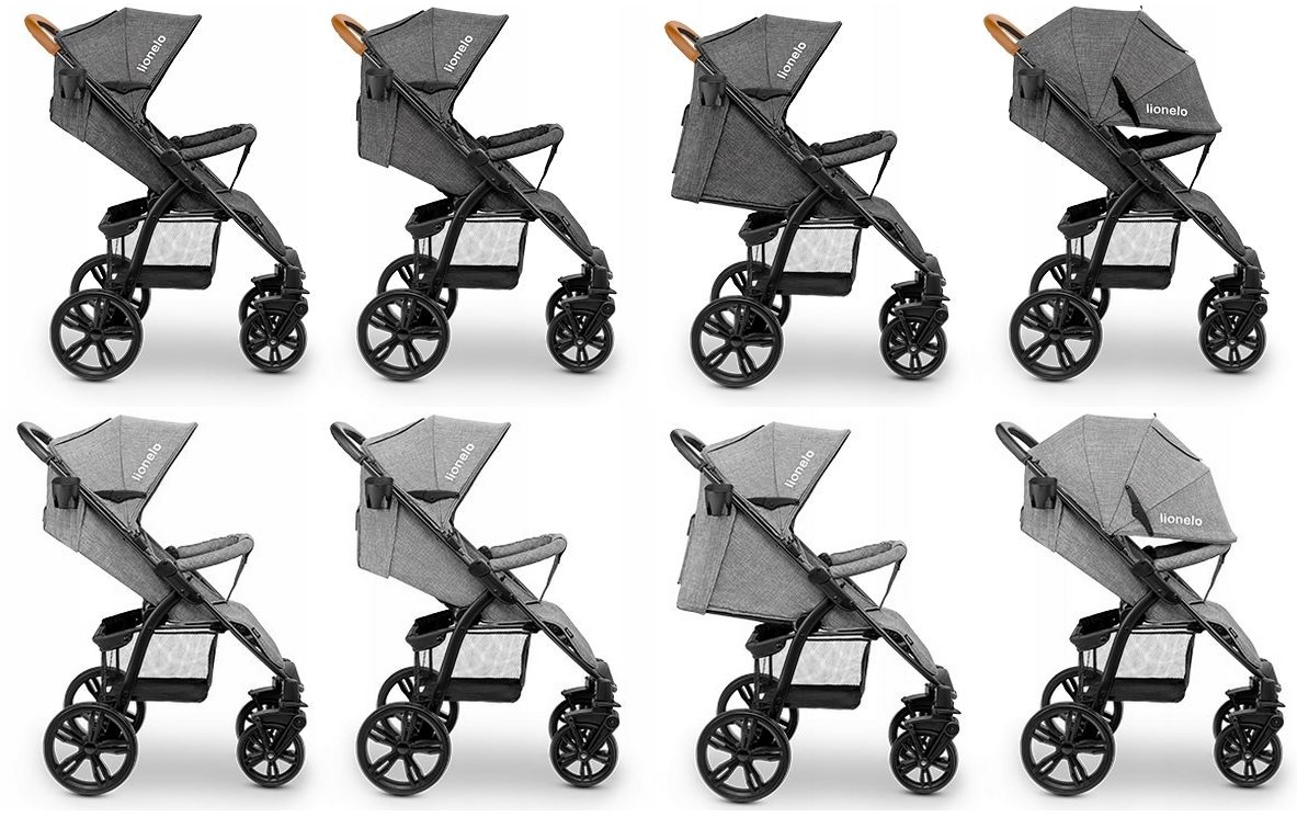 WÓZEK SPACEROWY LIONELO ANNET MOSKITIERA DUŻE KOŁA Składanie na płasko