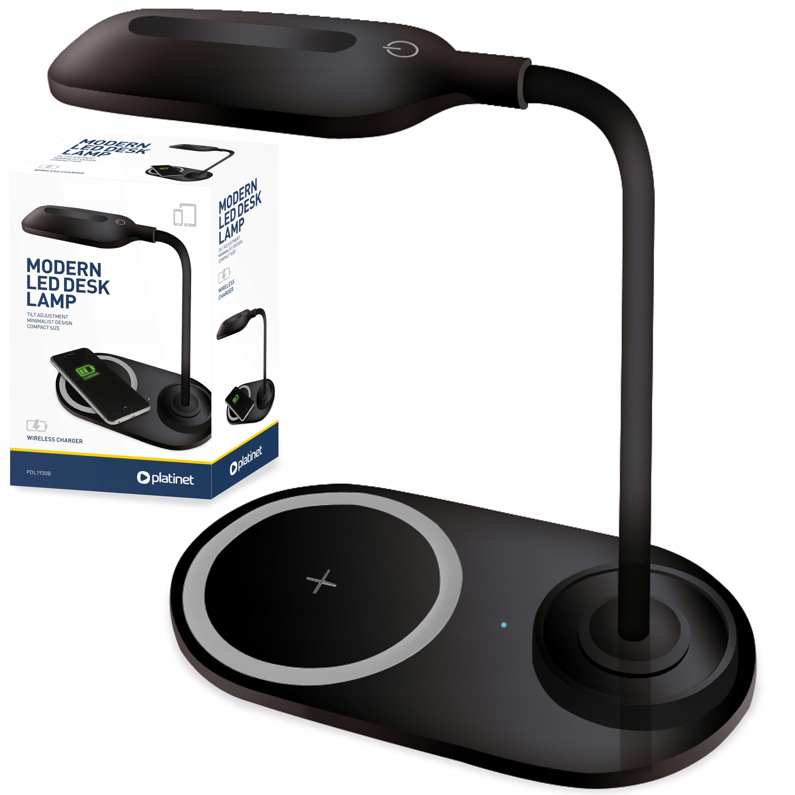 

Lampa biurkowa Led z ładowarka indukcyjna Qi 5V 1A