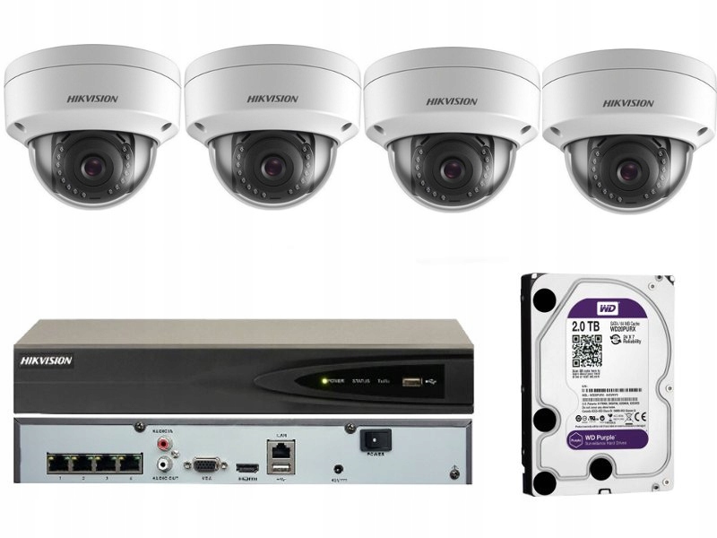 MONITORING HIKVISION 4 KAMERY POE WYSOKA JAKOŚĆ