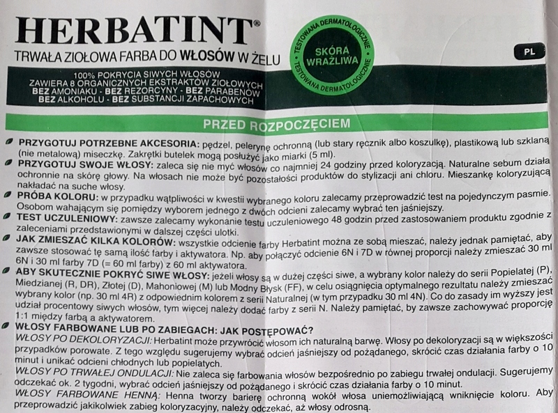 10N PLATYNOWY BLOND HERBATINT FARBA ZIOŁOWA Kolor włosów dla blondynek