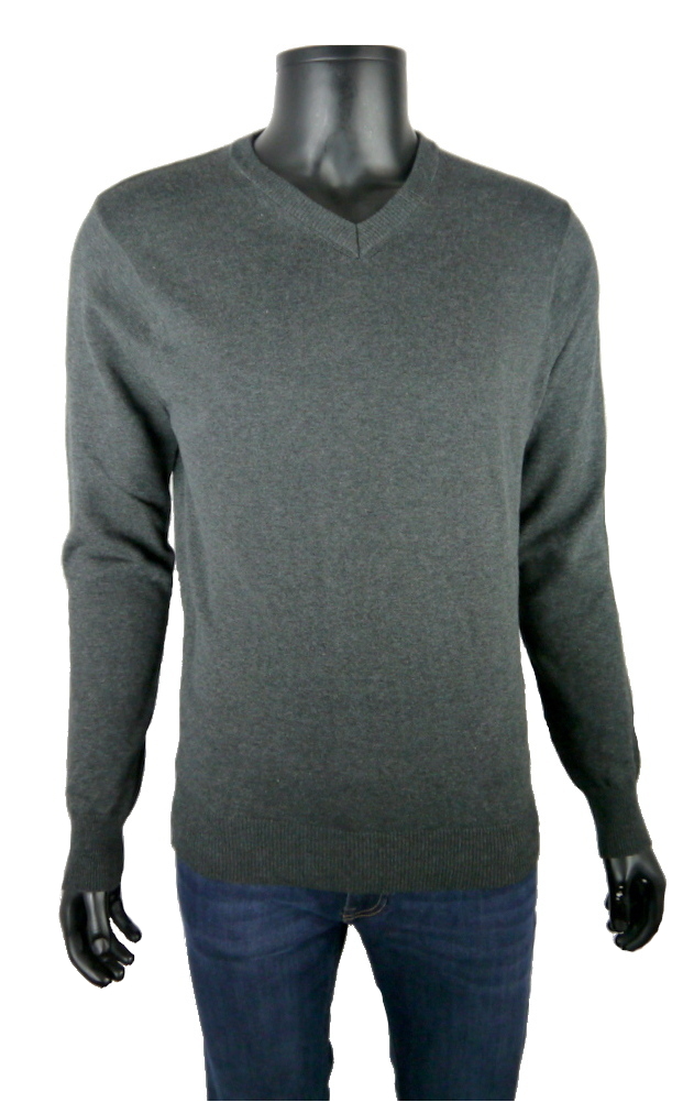 ELEGANCKI SWETER W SZPIC L szary gray Dekolt serek/dekolt V