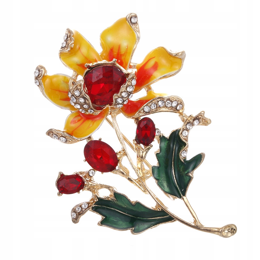 

Pinets broszka Kwiat kolor złoty z cyrkoniami