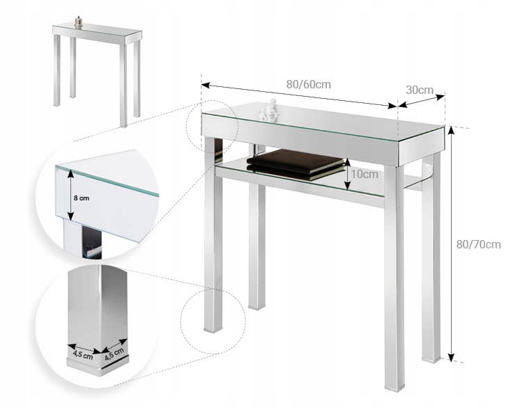 Ekskluzywna konsola lustrzana chrom stelaż Marka inna