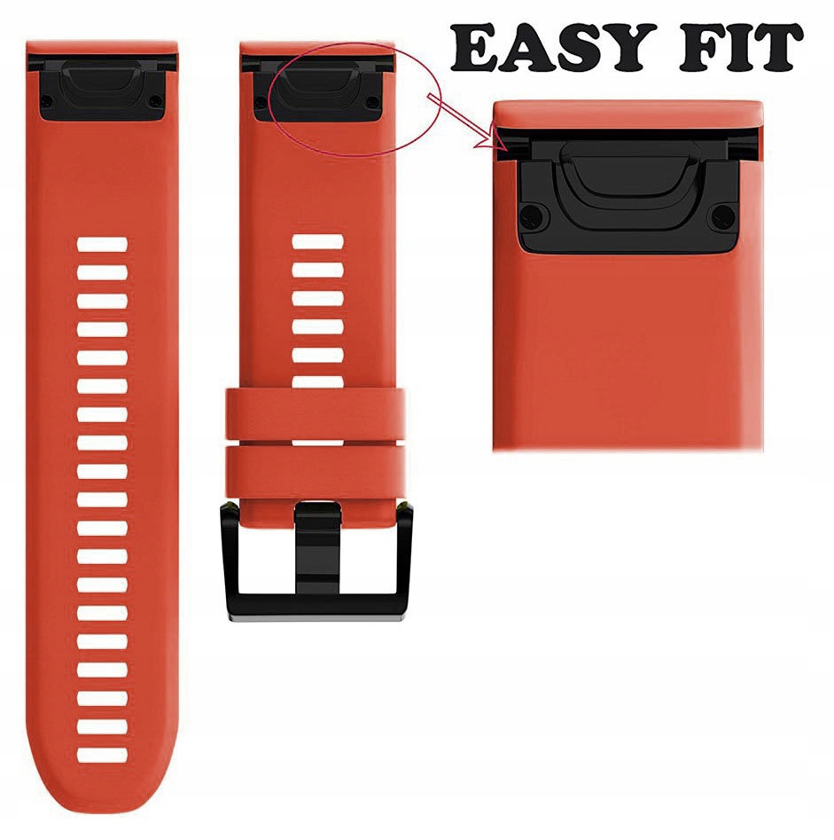 CZERWONY Pasek do Garmin Epix 2 Slate Steel Materiał paska guma