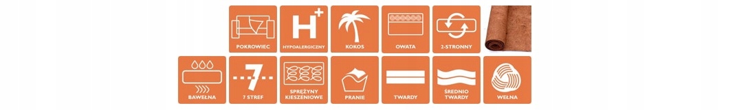 Materac 180/200 cm, kokos , kieszeniowy, pokrowiec Kod producenta Newada180