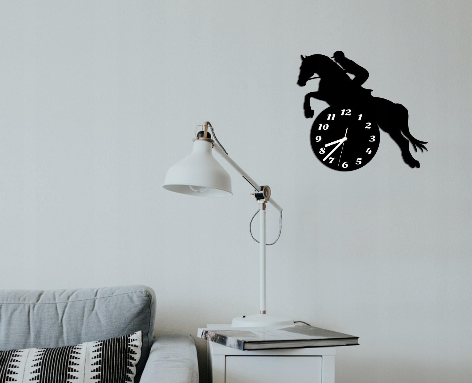 duży zegar ścienny koniem koń konie cichy NOWOŚĆ Zasilanie baterie