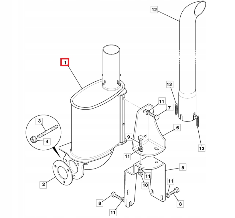ГЛУШИТЕЛЬ JCB 4CX 331/50774 ДИЗЕЛЬНЫЙ ДВИГАТЕЛЬ TURBO