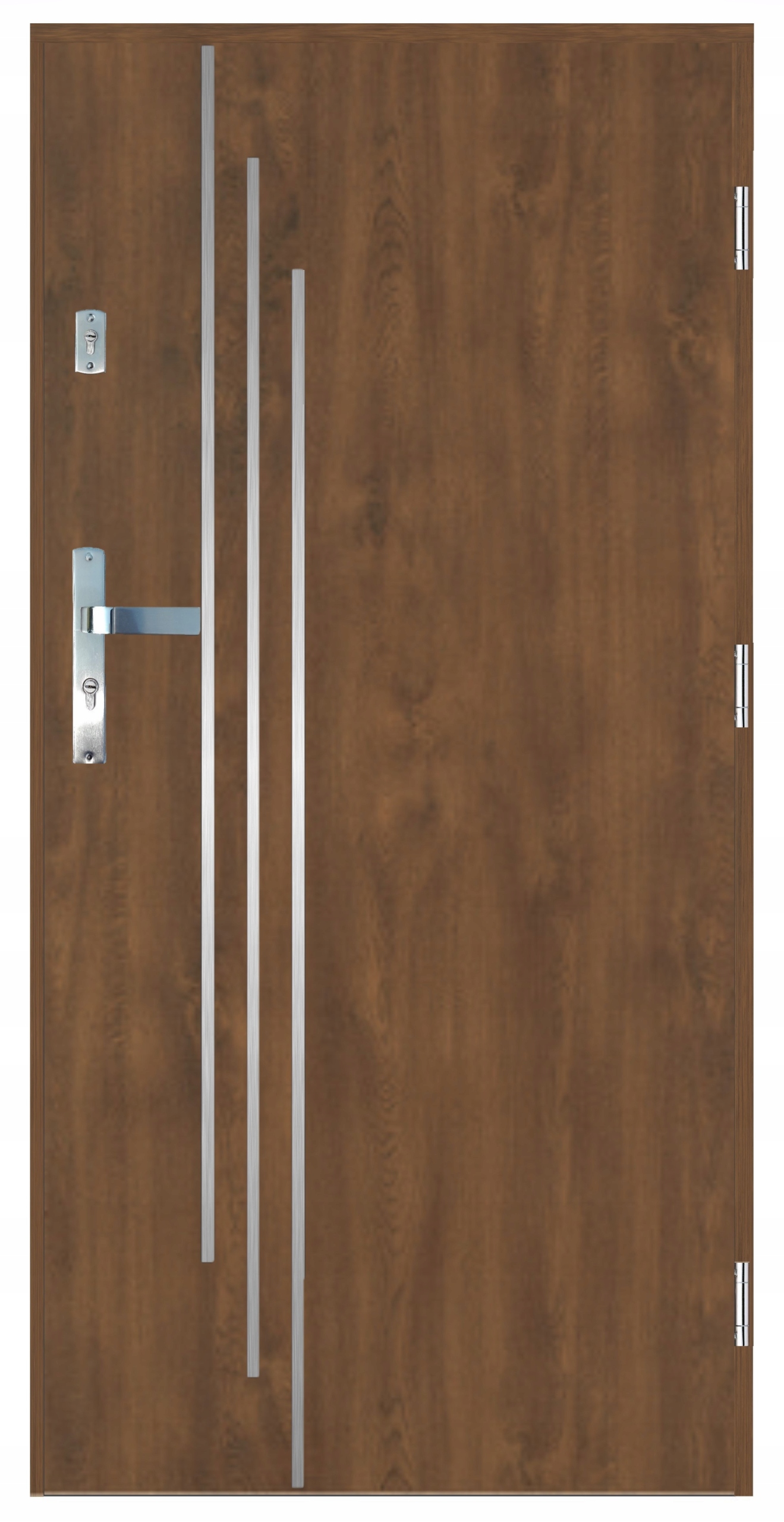 Drzwi wejściowe do mieszkań INOX ORZECH 90 Prawe