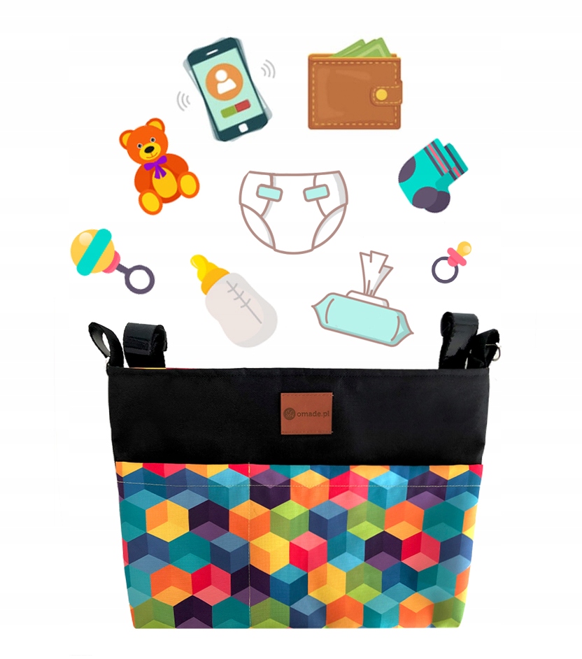 Duża Torba Organizer Wodoodporny do Wózka Spacerowego Dziecięcego Szerokość (dłuższy bok) 40 cm