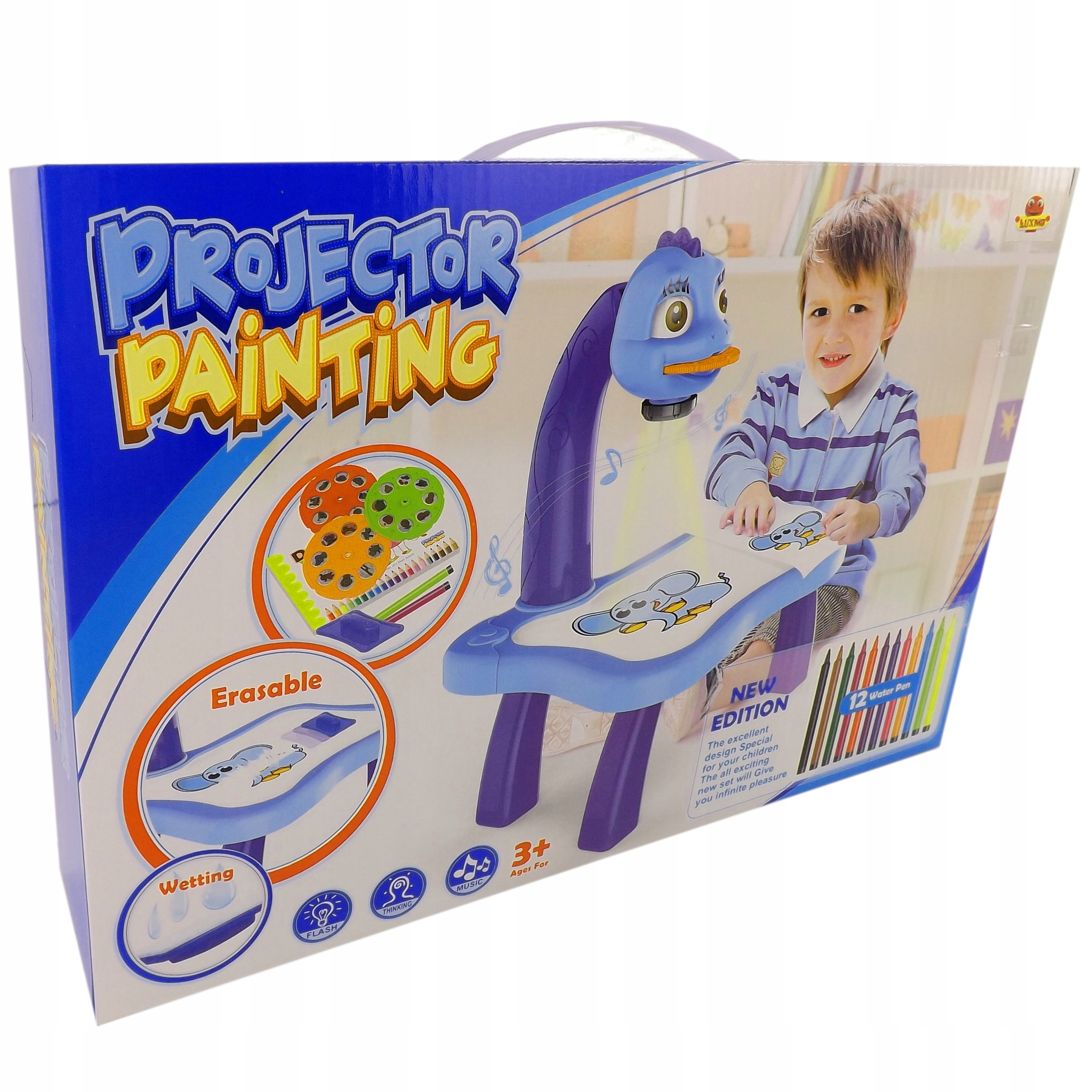 PROJEKTOR A DINOSZAURUSZ RAJZOLÁSÁNAK MEGTANULÁSÁHOZ A LÁBAKON + DIA FILCTOLL Alsó korhatár 3