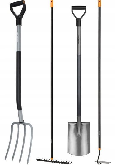 ZESTAW FISKARS SZPADEL WIDŁY GRABIE MOTYK PREZENT