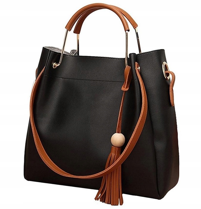 

2w1 Damska Torebka Kuferek Shopper Bag A4 Czarna