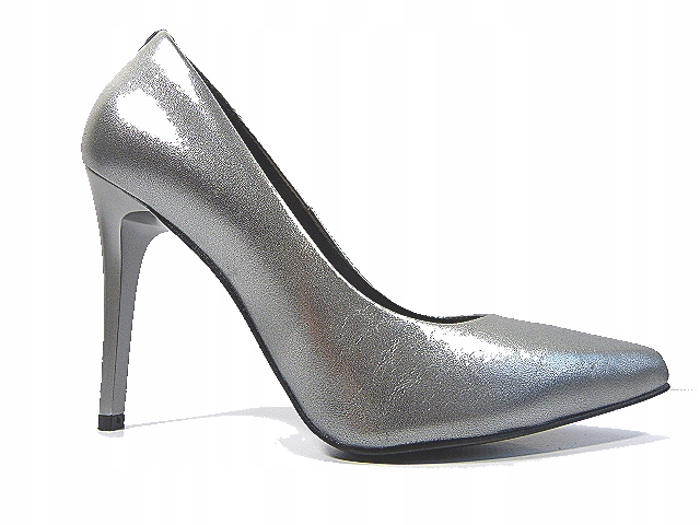 Stříbrně metalické lodičky z kůže Sala 35